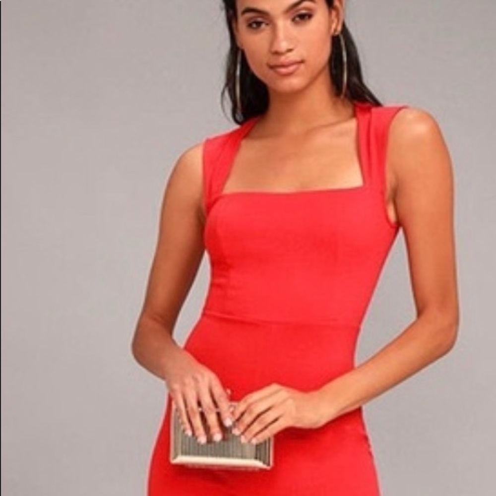 Lulu red square neck jumpsuit NWT